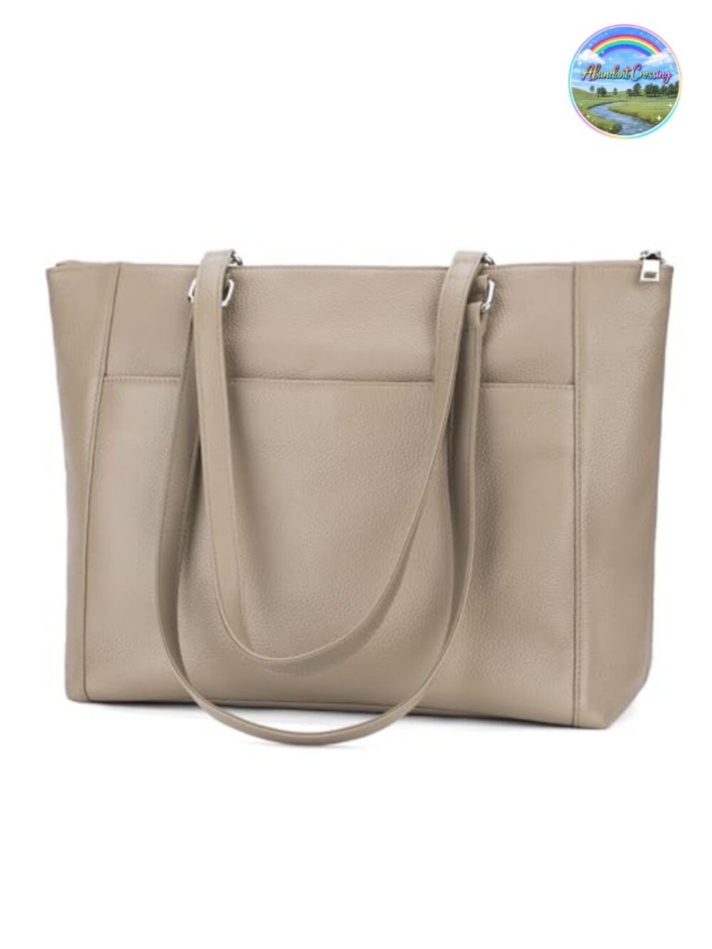 Genuine Leather Work Tote Bag for Women Fits 14" Laptop Zipper Satchel